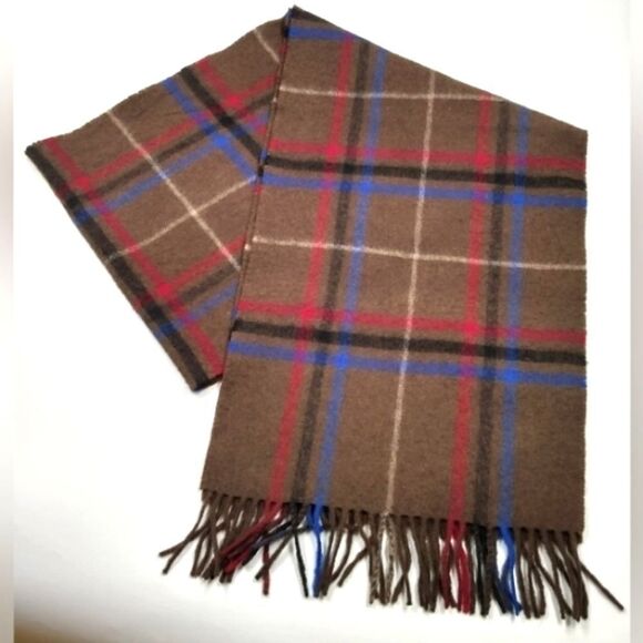Cashmere Wool Fringe Winter Scarf Plaid - Picture 1 of 12